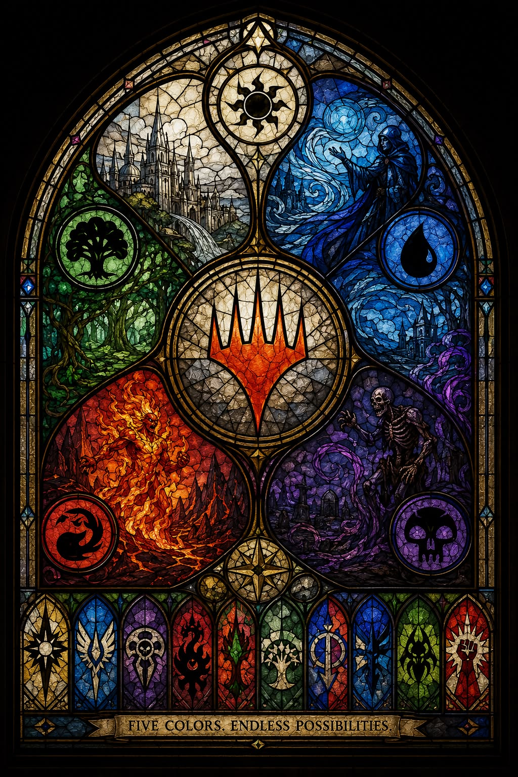 Arte inspirada nas cinco cores de Magic